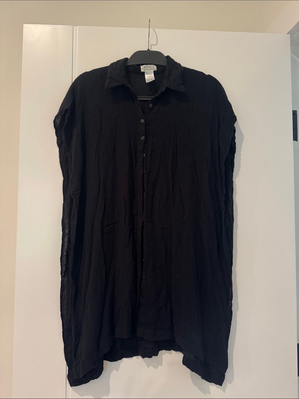l*space Black Button-Front Shirt Dress size XS